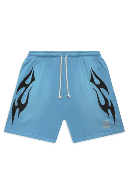 Hellstar Face Logo Flame Shorts Blue