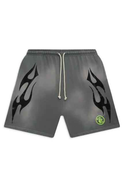 Hellstar Face Logo Flame Shorts Grey