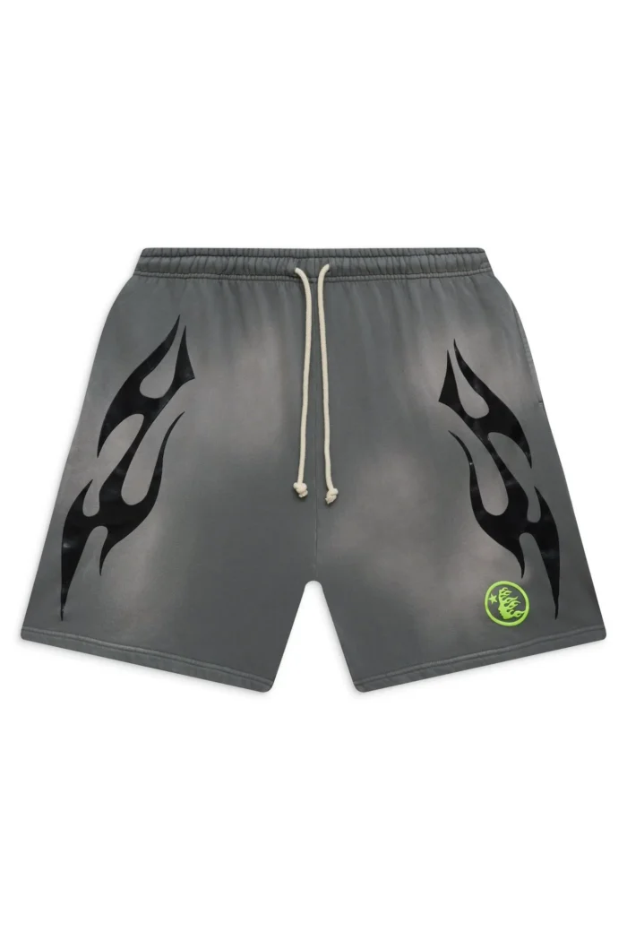 Hellstar Face Logo Flame Shorts Grey