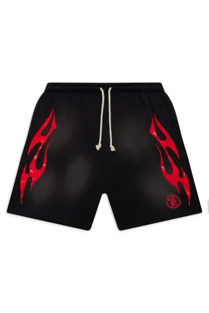 Hellstar Face Red Logo Flame Shorts